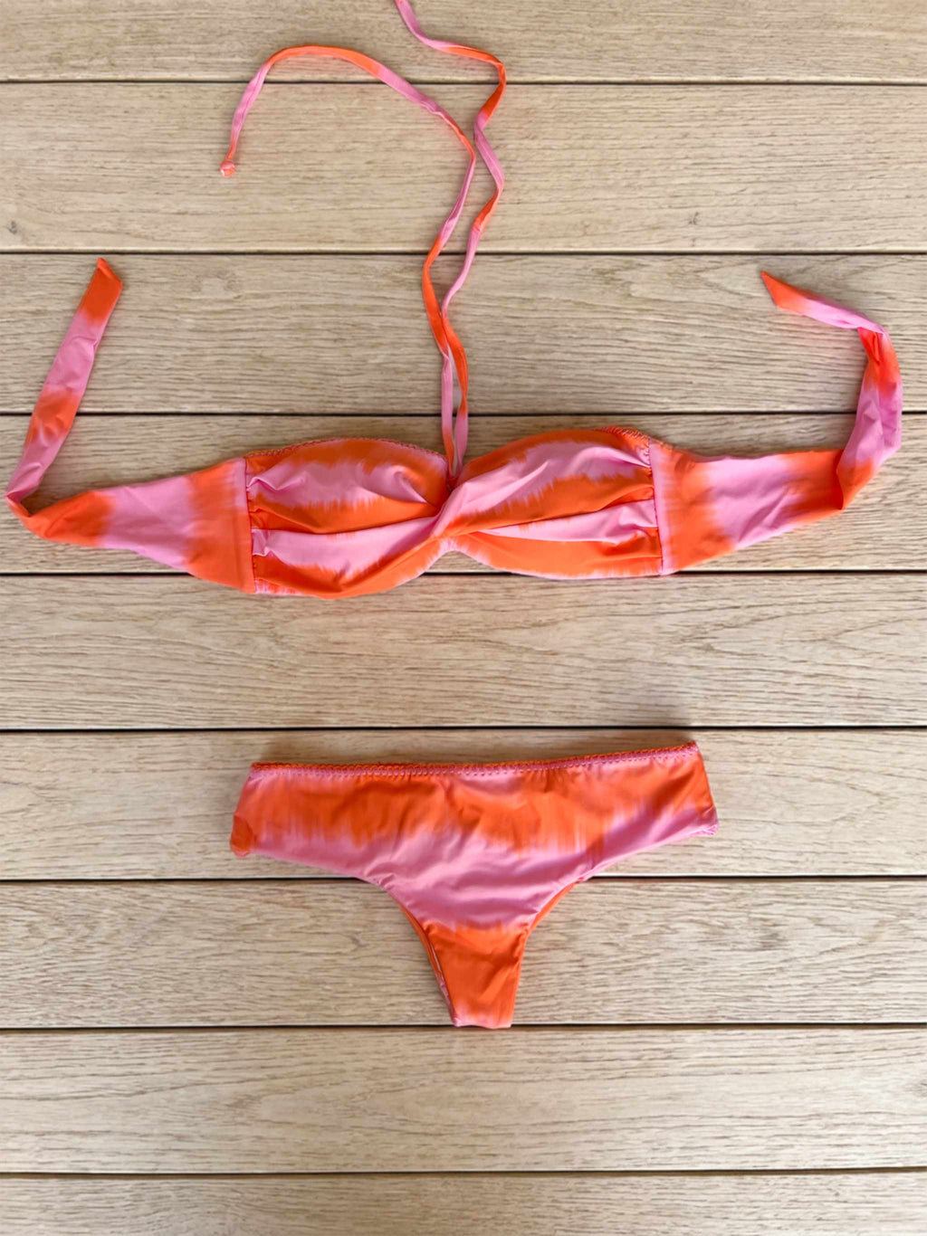 Bikini Strapless Naranja Rosa Caramelo