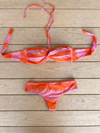 Bikini Strapless Naranja Rosa Caramelo
